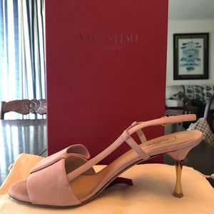 Pink Suede Valentino Kitten Heels